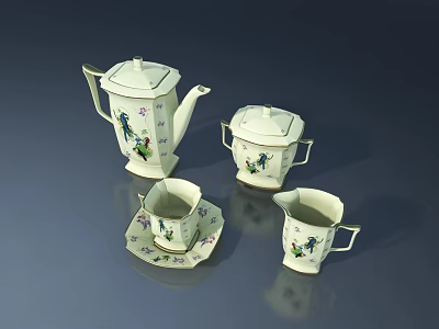 Tea Set Tea Cup Chinese Style Ornaments Pendant Chinese Style Vase Chinese Style Tea Ceremony 3d model