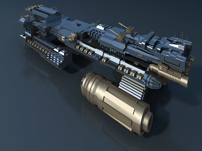 Advanced Military Weapon With Tracked Base Multiple Cannons And Cylindrical Mechanical Structure 3d model