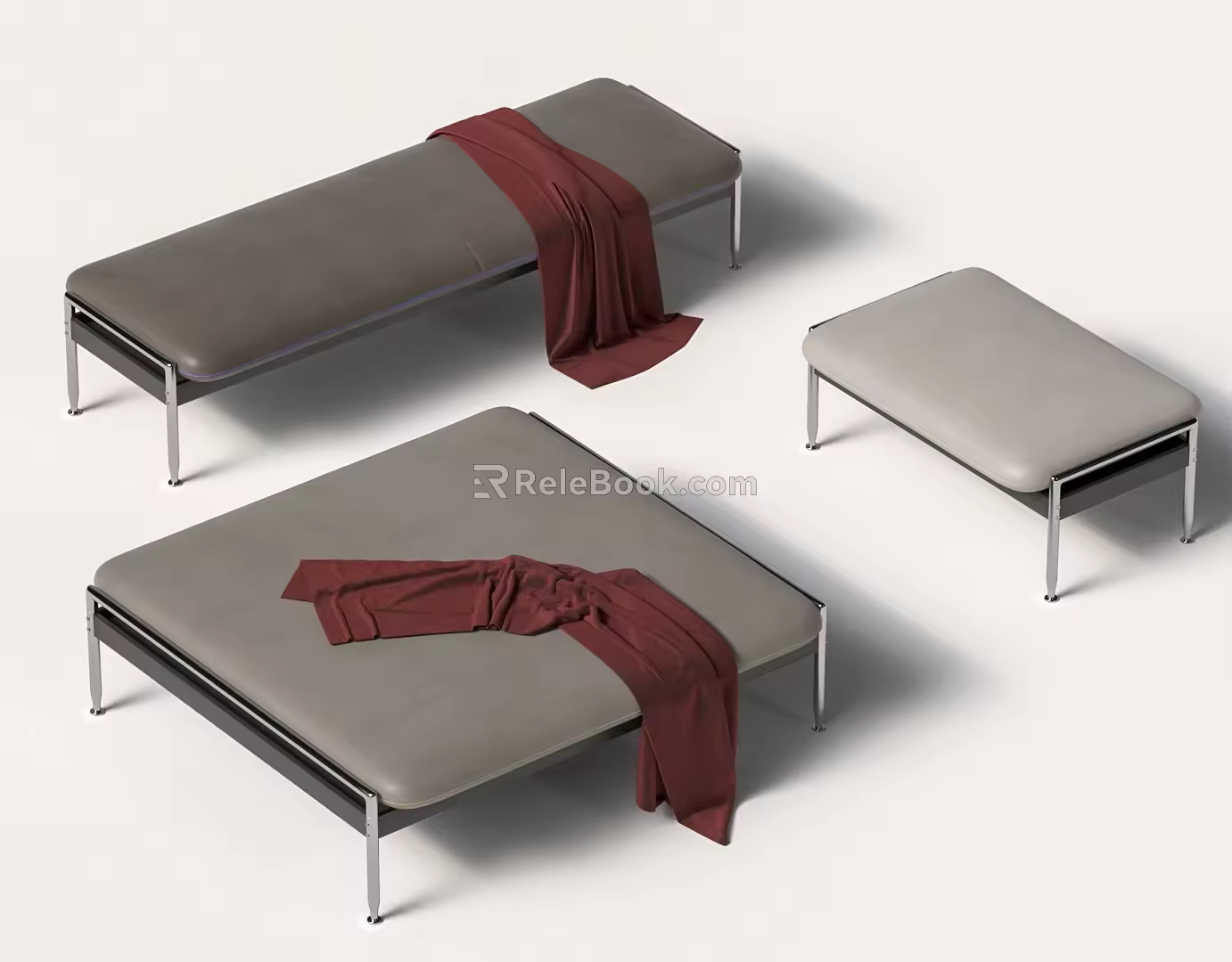 Cassina Esosoft Modern Bench Low Step Low Bench Bed End Stool 3d model