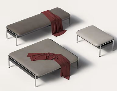 Cassina Esosoft Modern Bench Low Step Low Bench Bed End Stool 3d model