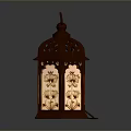 Decorative Brown Lantern with Intricate Cut-Out Design and Floral Patterns for Home Decor Lighting