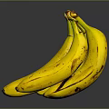 Ripe Yellow Bananas With Brown Spots On Dark Background With Reflection 3d model
