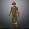 Golden Humanoid Figurine With Muscular Build In Standing Pose Design