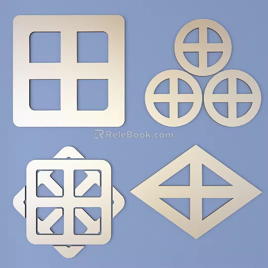 Japanese-style Metal Carved Traditional Carved Pattern Carved Pattern Carved Pattern Classical Pattern 3d model