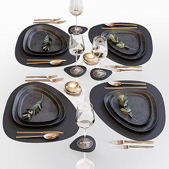 Modern Tableware Combination 3d model