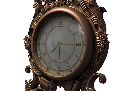 Elegant Antique Ornate Table Clock With Roman Numerals And Intricate Carved Designs 3d model