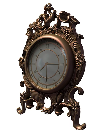 Elegant Antique Ornate Table Clock With Roman Numerals And Intricate Carved Designs 3d model