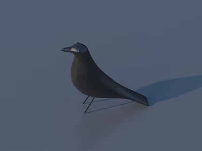 Artistic Modern Black Bird Sculpture With Slender Legs And Minimalist Design 3d model