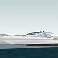 Luxury White Yacht With Blue Windows Docked At Marina By Water