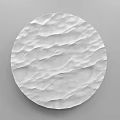 Modern Round White Wall Decor With Wavy Textured Surface For Interior Design 3d model