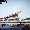 Modern Commercial Street With Contemporary Architecture Pedestrian Walkways And Retail Shops
