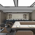 Modern Conference Room Interior With Large Table Chairs Skylight And Projection Screen 3d model
