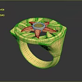 Fashionable Gold Ring With Intricate Cutout Design Central Yellow Gemstone And Unique Geometric Pattern