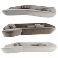 Contemporary Modular Sectional Sofa In Beige Brown And Gray With Accent Pillows