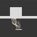 Modern Spiral Staircase With Wooden Steps And Metal Railings In Minimalist Interior