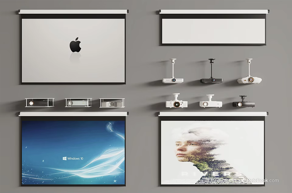 Reliable Projection Monitoring System Featuring Multiple Projectors And Screens For Clear Display Content 3d model 