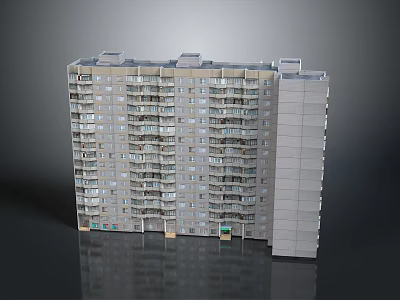 Modern Multi Storey Residential Apartment Building With Balconies And Light Colored Facade 3d model