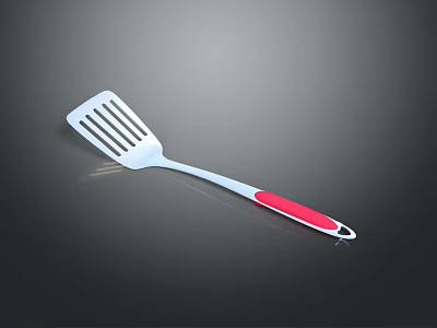 Stainless Steel Slotted Spatula With Red Handle For Kitchen Cooking Utensil 3d model