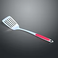 Stainless Steel Slotted Spatula With Red Handle For Kitchen Cooking Utensil