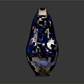 Artistic Blue Glass Vase With Unique Curved Shape And Intricate Carving Details