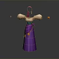 Man In Purple Long Skirt Green Top With Pink Headpiece Earrings And Orange Objects
