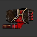 Futuristic Sci Fi Weapon With Red Brown Body And Blue Glowing Multiple Barrels