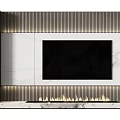 Modern TV Wall Design With Fireplace Cabinets Shelves And Marble Accents