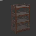 Elegant Chinese Style Wooden Multi Tiered Carved Shelf With Decorative Patterns
