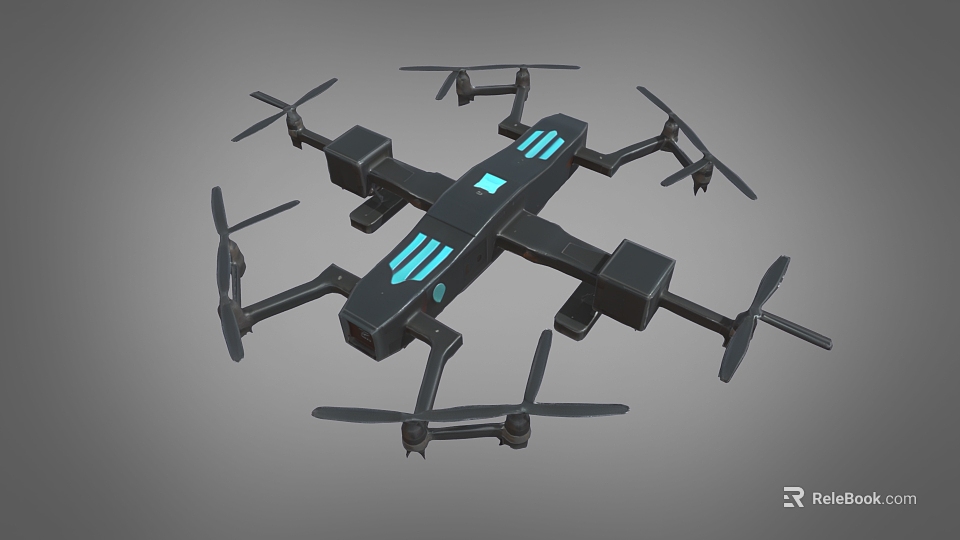 Intelligent Drone Featuring Multi Propellers Blue Light And Advanced Tech Body Design 3d model 