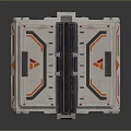 Futuristic Sci-Fi Tech Component With Gray Paneled Structure Orange Accents And Side Ventilation Grilles 3d model