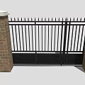 Decorative Garden Fencing With Brick Pillars And Black Iron Rails