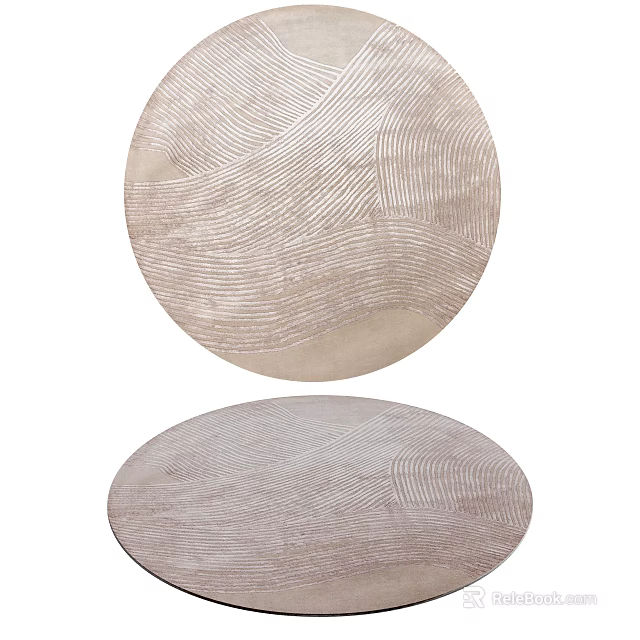 Two Round Rugs With Soft Woven Texture And Neutral Tones For Modern Home Decor 3d model 