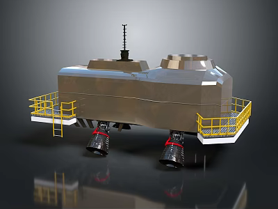 Industrial Machinery Equipment With Metallic Structure Yellow Railings Ladders And Thruster Units 3d model