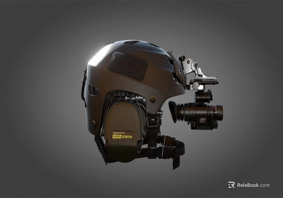 Advanced Tactical Helmet With Mounted Night Vision Camera And Communication Gear Straps 3d model 
