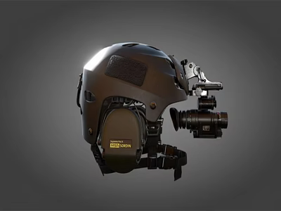 Advanced Tactical Helmet With Mounted Night Vision Camera And Communication Gear Straps 3d model