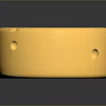 Round Yellow Cheese With Small and Large Holes on Surface for Snacks 3d model