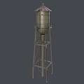 Rusted Metal Water Tower Architectural Component With Industrial Support Frame Design 3d model