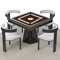 Modern Mahjong Entertainment Table With Square Top And Four Black White Chairs