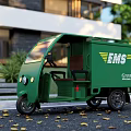 Green Three Wheeled Functional Vehicle With EMS Logo For Delivery Services