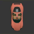Pink Vintage Sports Car With Green Roof Gold Wheels And Streamlined Body