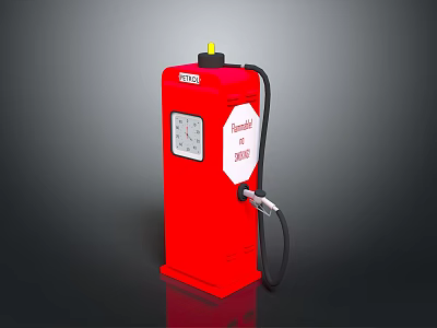 Red Gasoline Pump With 9000 Label And Fuel Nozzle Structure 3d model