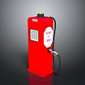 Red Gasoline Pump With 9000 Label And Fuel Nozzle Structure