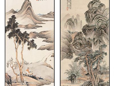 Chinese Landscape Painting Classic Zen Landscape Pattern Hanging Painting Combination model