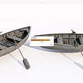 Two Vintage Wooden Boats Featuring Oars And Classic Wooden Design