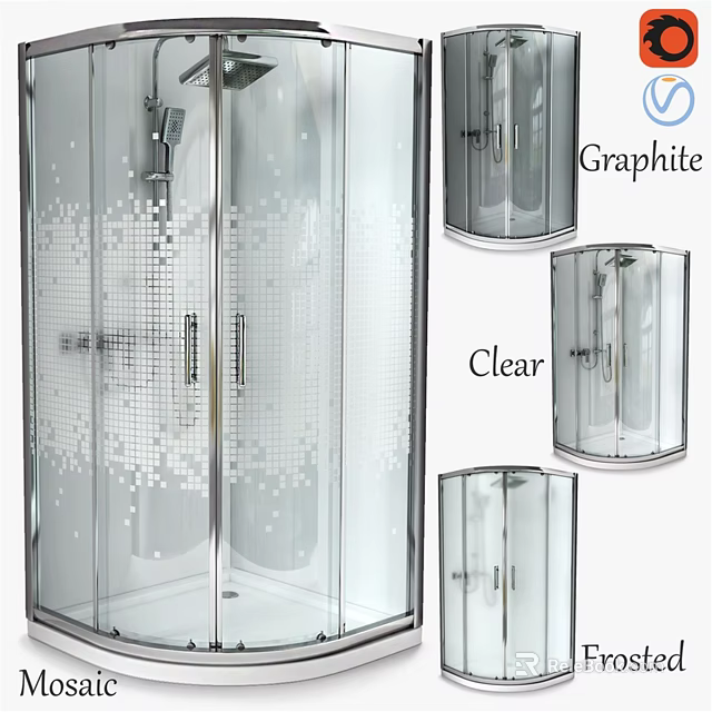 Modern Shower Sauna Enclosure Featuring Glass Door Graphite And Clear Colors 3d model 