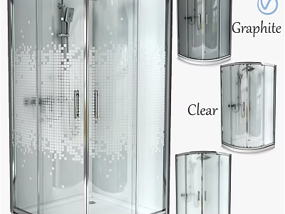 Modern Shower Sauna Enclosure Featuring Glass Door Graphite And Clear Colors 3d model