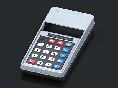 Classic Desktop Calculator With LCD Display Numeric Keypad Function Buttons And GI Label 3d model