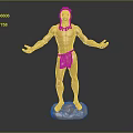 Golden Male Statue With Outstretched Arms Standing On Shiny Base