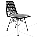 Black Outdoor Chairs with Woven Backrest and Sturdy Metal Legs