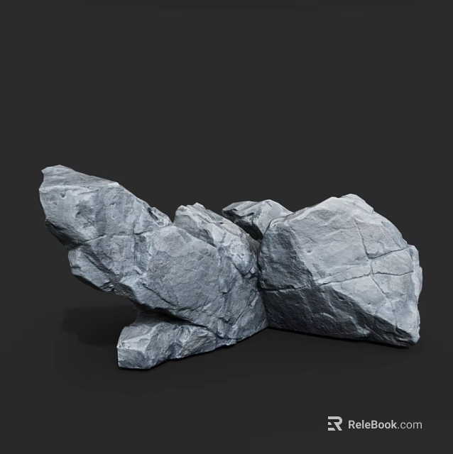 Natural Gray Rock Formation Featuring Rough Textured Surface In Landscape 3d model